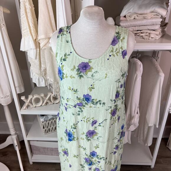 vintage Karin Stevens size 16 floral maxi dress light green. summery #1018 - Picture 5 of 10